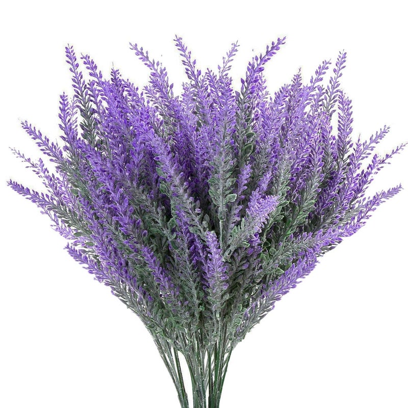 LOVENIMEN Artificial Lavender Flowers Bouquet in Purple Fake Plant for Home Decor Wedding Garden Office Patio Decoration Party Arrangement Outdoor Indoor 4 pcs