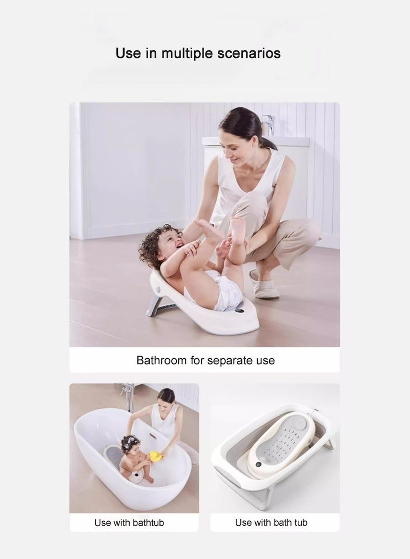 Moms Magic Baby Bath Bather with Thermometer, TPE Soft Back & Safety Lock – Quick-Drying, Foldable Comfort Seat for Boys & Girls - Image 2
