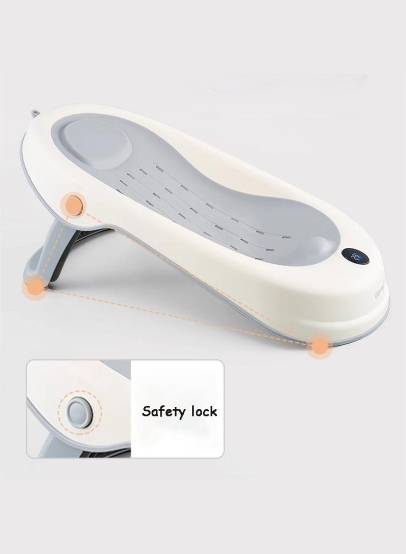Moms Magic Baby Bath Bather with Thermometer, TPE Soft Back & Safety Lock – Quick-Drying, Foldable Comfort Seat for Boys & Girls - Image 4
