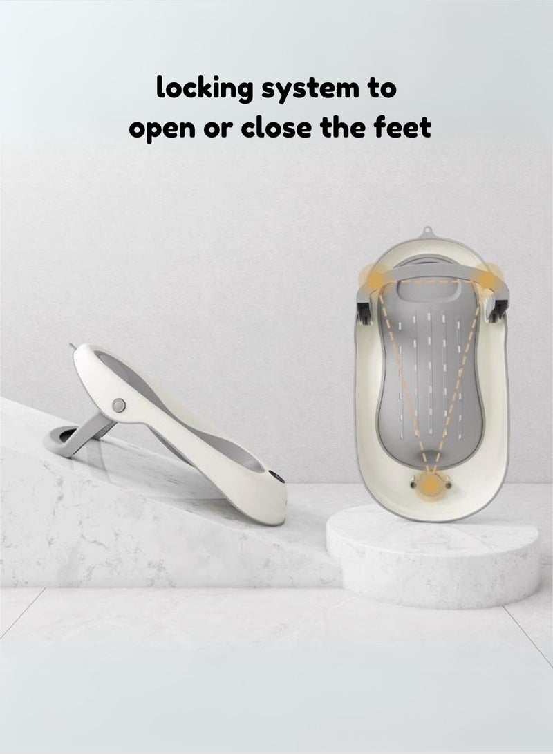 Moms Magic Baby Bath Bather with Thermometer, TPE Soft Back & Safety Lock – Quick-Drying, Foldable Comfort Seat for Boys & Girls - Image 3