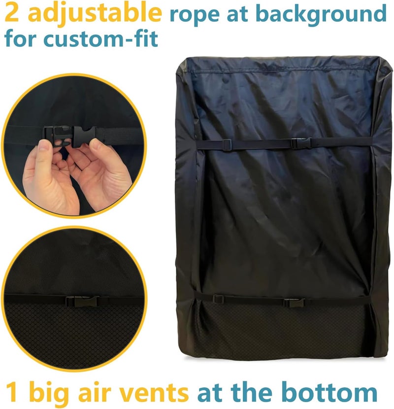 Bitubi Beverage Refrigerator Cooler Cover,Outdoor Fridge Cover – Waterproof, Dustproof, Sun-Proof, 20" W x 20" D x 33" H. Suitable for most 3.2 Cu.ft Beer or Wine Mini Fridge (Black) - Image 5