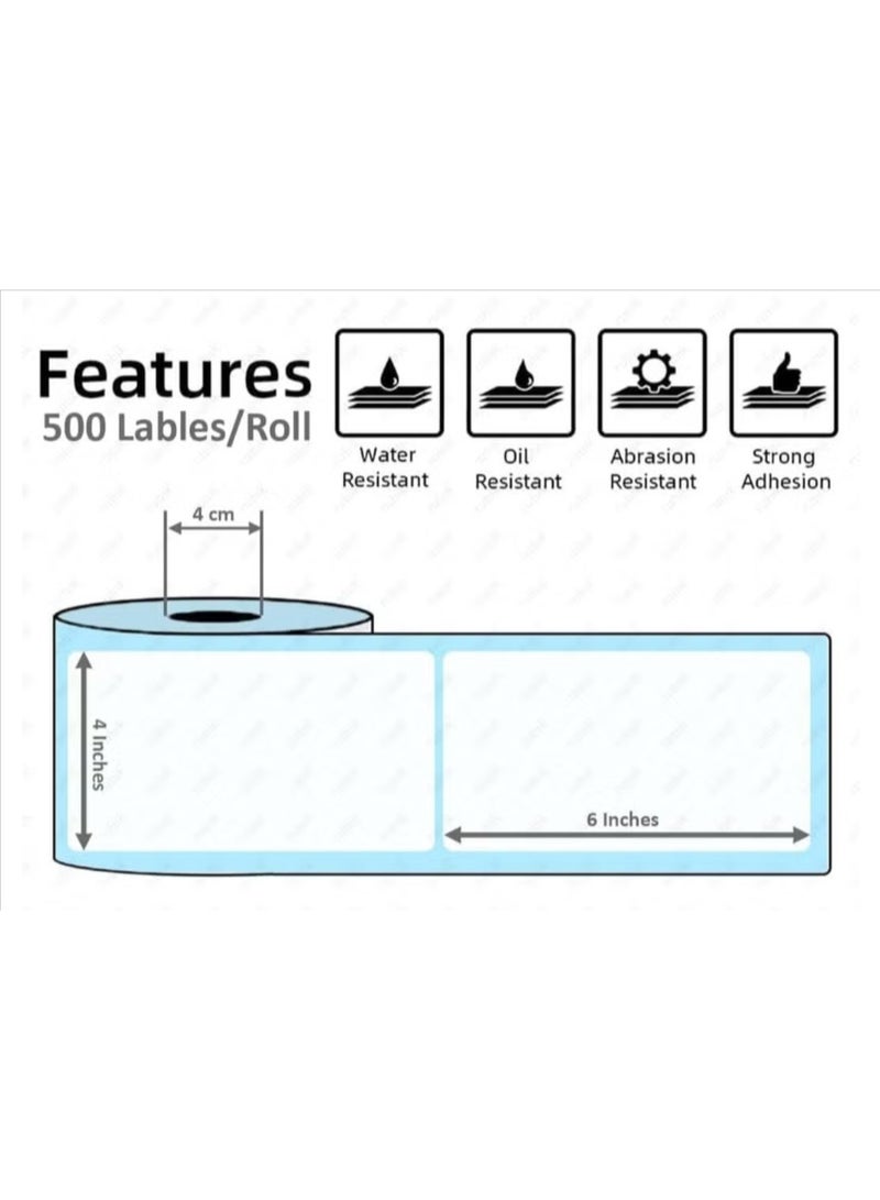 4x6 Inch Direct Thermal Labels, Thermal Shipping Labels With Perforated, Commercial Grade, For Thermal Printer, 500 Labels 1 Roll 100mm*150mm - Image 3