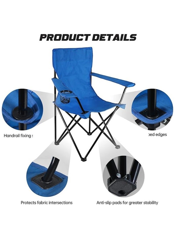 كرسي تخييم محمول مع شبكة الظهر، الأذرع القابلة للضبط، حامل الكأس، حمل الحقيبة يدعم 250 رطلا!مثالية للتخييم، والرياضة، وفي الهواء الطلق، وتظليل، مع جيوب جانبية (زرقاء ملكية) - Image 3