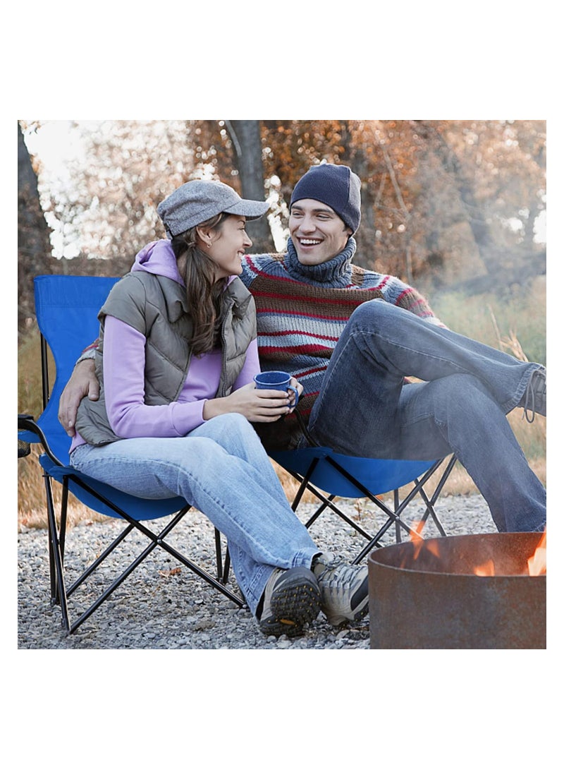 كرسي تخييم محمول مع شبكة الظهر، الأذرع القابلة للضبط، حامل الكأس، حمل الحقيبة يدعم 250 رطلا!مثالية للتخييم، والرياضة، وفي الهواء الطلق، وتظليل، مع جيوب جانبية (زرقاء ملكية) - Image 5