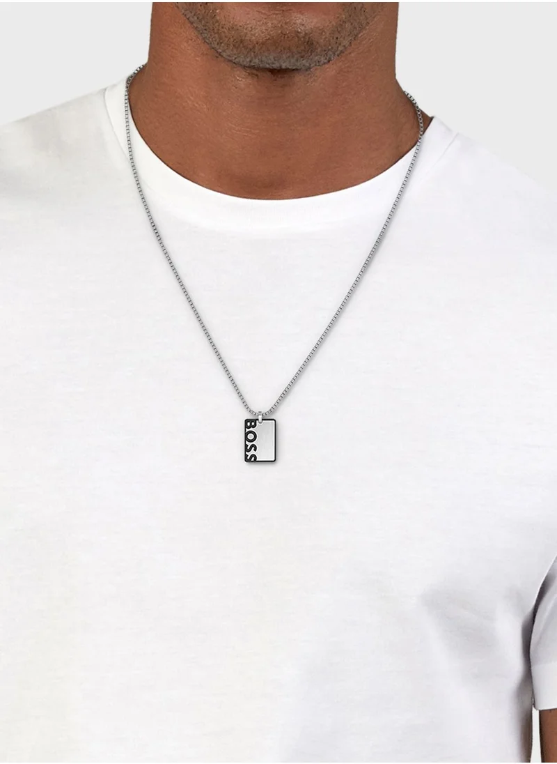 BOSS Stainless steel drop necklace