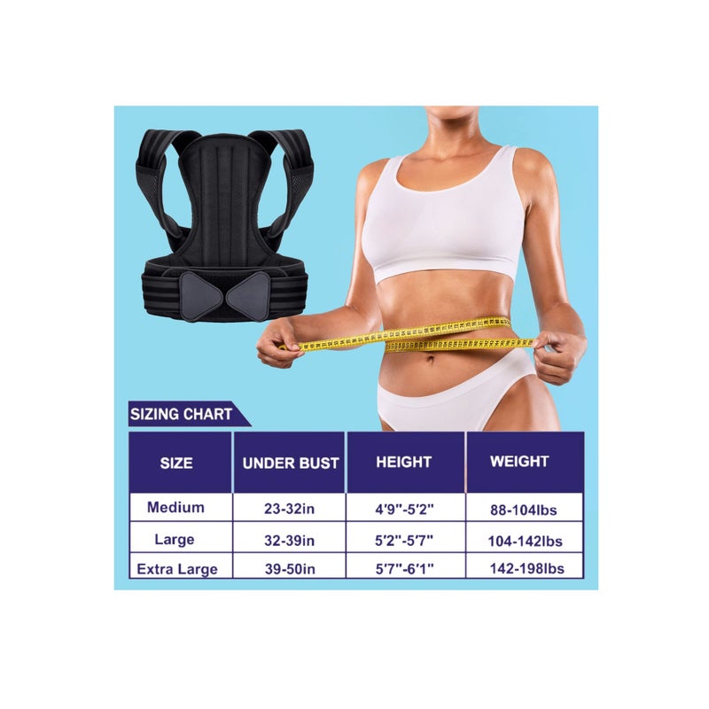 SOLARAE Posture Corrector, for Women and Men Back Straightener Posture Corrector Adjustable Size Back Brace for Posture Providing Pain Relief from Neck Shoulder and Upper Back (Large) - Image 3