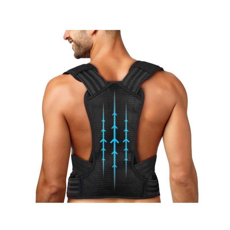 SOLARAE Posture Corrector, for Women and Men Back Straightener Posture Corrector Adjustable Size Back Brace for Posture Providing Pain Relief from Neck Shoulder and Upper Back (Large) - Image 1