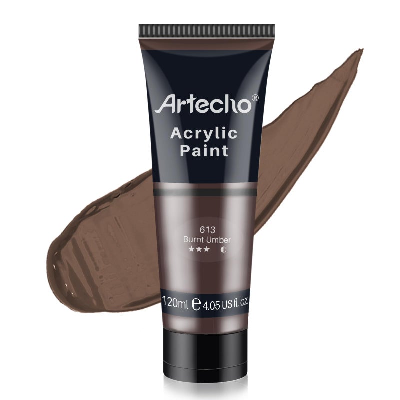 Artecho Acrylic Paint Burnt Umber Paint 120ml 405oz Tubes Art Craft Paints for Canvas Rock Stone Wood Fabric Art Supplies