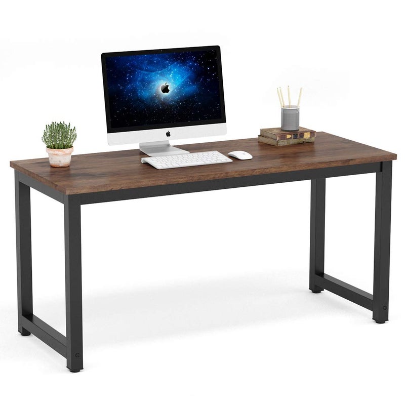 Tribesigns Computer Desk 55 inch Large Office Desk Computer Table Study Writing Desk Workstation for Home Office Rustic Brown