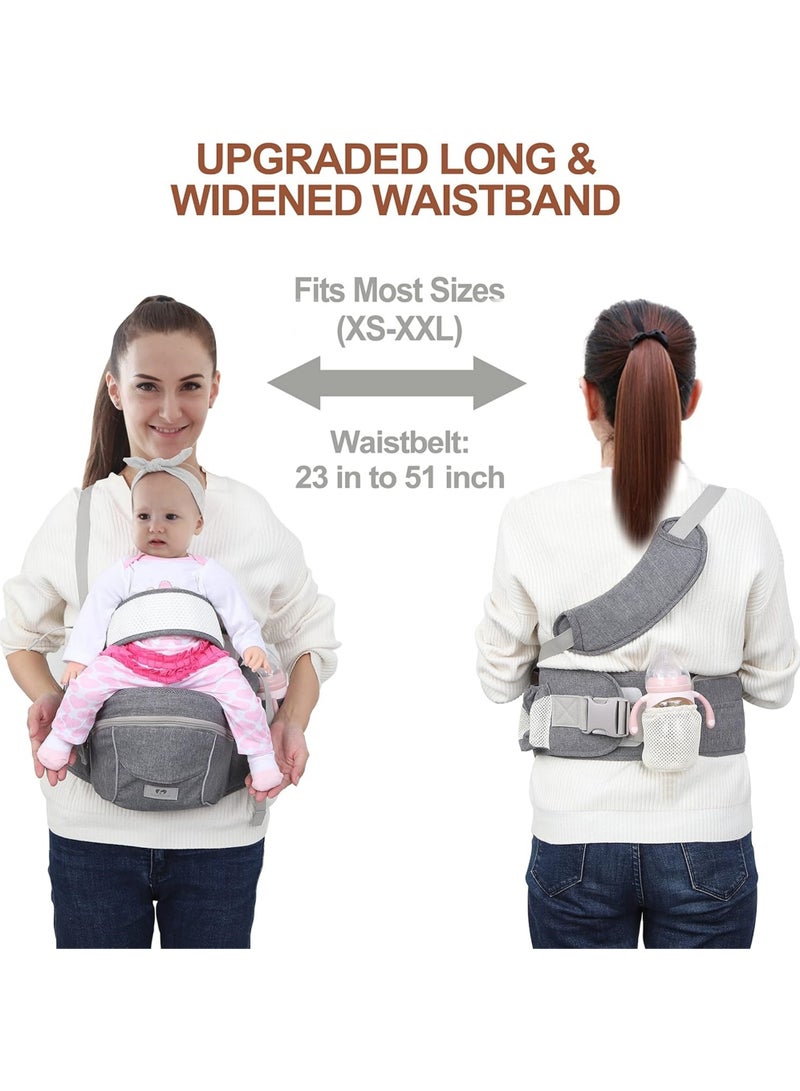 Baby Carrier with Hip Seat Baby Carrier Newborn to Toddler Adjustable Baby Holder Carrier Ergonomic Carrier Soft Baby Holder Carrier for 8-45lb 0-36 Months - Image 3