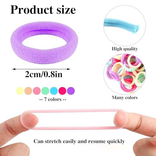 Elina 100 Pcs Baby Hair Ties for Girls and Kids Soft Premium Cotton Mini Elastic Rubber Bands Stretchable Non-Slip Small Ponytail Holder Tiny (Pastel Color) (Pack of 100) - Image 3