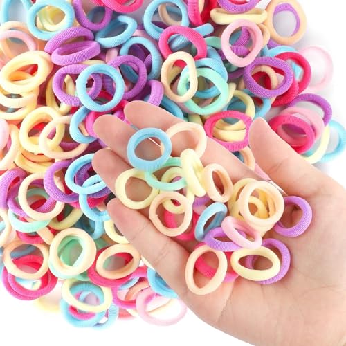 Elina 100 Pcs Baby Hair Ties for Girls and Kids Soft Premium Cotton Mini Elastic Rubber Bands Stretchable Non-Slip Small Ponytail Holder Tiny (Pastel Color) (Pack of 100) - Image 1