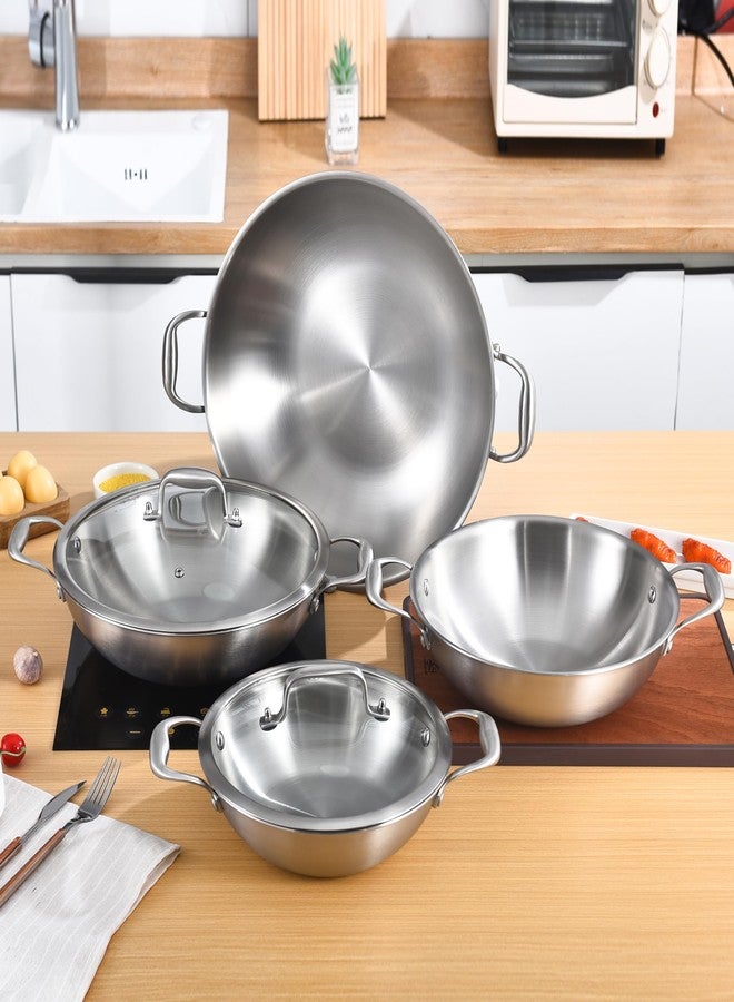 LOLYKITCH 10 Inch Tri-Ply Stainless Steel Wok Pan with Lid,2.5 QT Induction Cooking Pot,Dishwasher and Oven Safe - Image 4