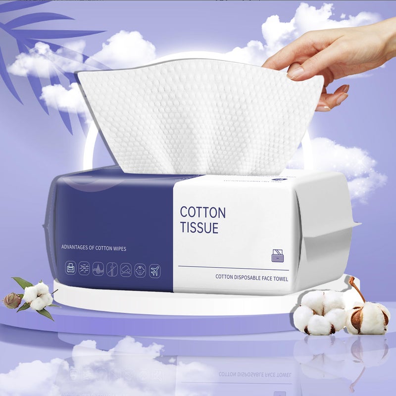 ZPCO 100 Count Ultra Thick Disposable face Facial Wash Cloth for Sensitive, Lint- free Facial Tissue, Makeup Remover - Image 1