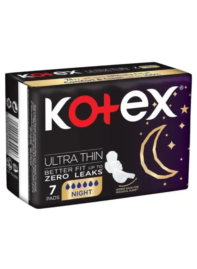 Kotex كوتيكس فوط صحية رفيعة للغاية تناسب حتى 0 تسرب 7 فوط ليلية - Image 1