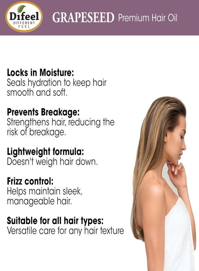 Difeel Grapeseed Premium Hair Oil 2.5 oz. (PACK OF 3) - Natural Grapeseed Oil for Hair - Image 5