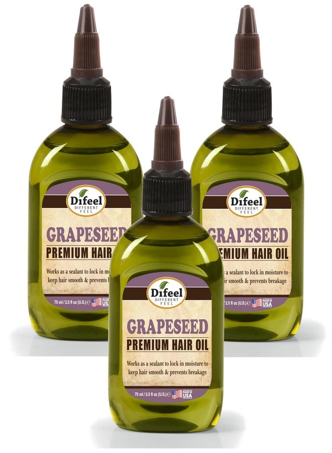 Difeel Grapeseed Premium Hair Oil 2.5 oz. (PACK OF 3) - Natural Grapeseed Oil for Hair - Image 1