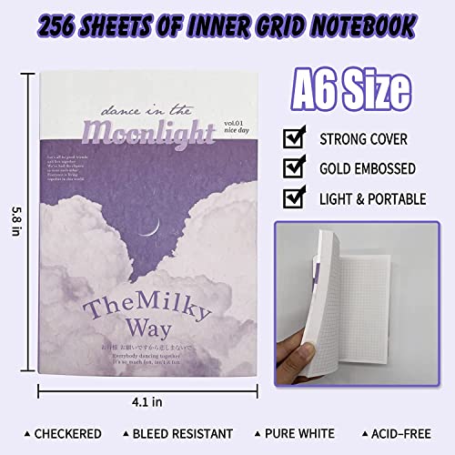 Yifely Vintage Aesthetic Scrapbook Kit(346Pcs)Scrapbooking Supplies Kit With Bullet Junk Journal,Stationery,A6 Grid Notebook With Journaling Gift For Teen Girl Women (moonlight Vintage Aesthetic Scrapbook) - Image 4