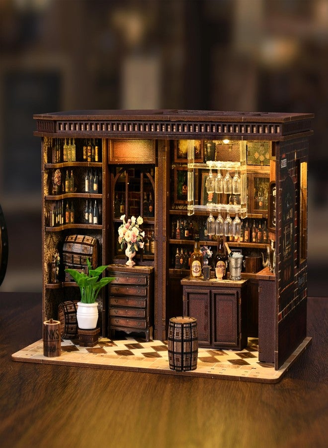 ISSEVE Book Nook Kit - DIY Miniature House Kit for Adults, Teens and Beginners, Corner Tavern Dollhouse Booknook Tiny House Bookshelf Decor 3D Wooden Puzzle, Gifts for Friends Family (Corner Tavern) - Image 5