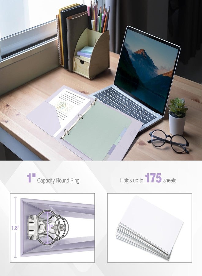 Ospelelf Vintage Hardcover 3 Ring 1 inch Leather Binder, Professional Binder Organizer Suitable for Letter Size, Binder Dividers with Tabs, Purple - Image 3