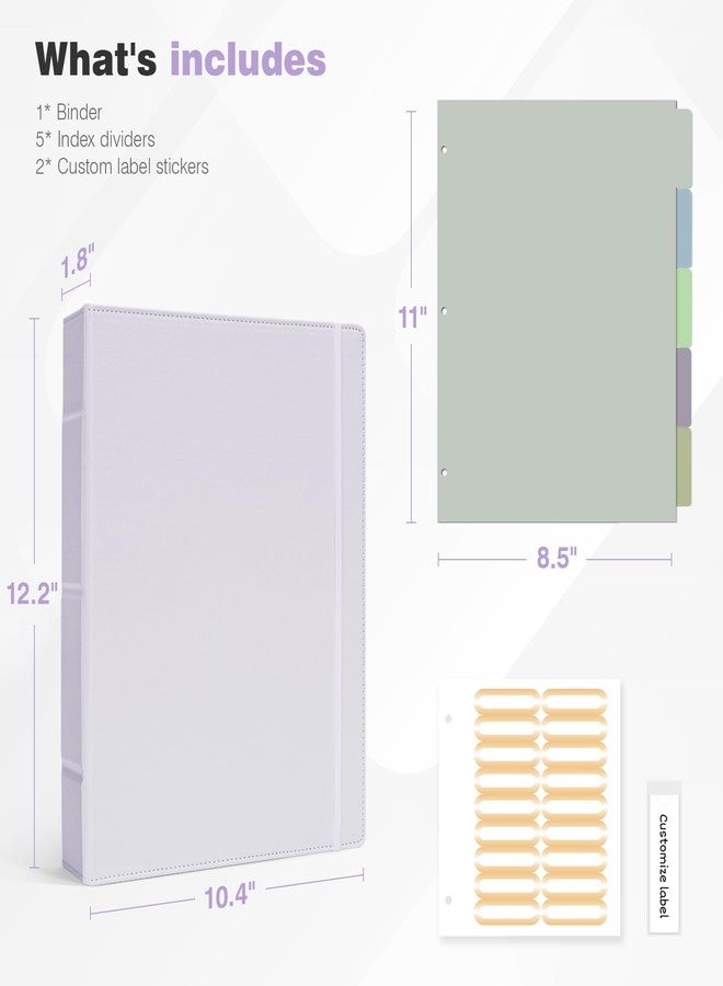 Ospelelf Vintage Hardcover 3 Ring 1 inch Leather Binder, Professional Binder Organizer Suitable for Letter Size, Binder Dividers with Tabs, Purple - Image 2