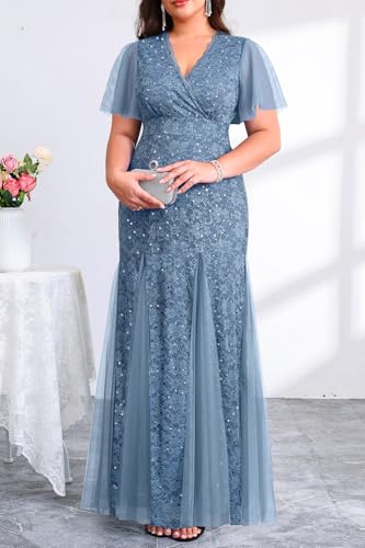 Talisea Dusty Blue Bridesmaid Dresses Mother of The Bride Plus Size Wedding Guest Formal Evening Long Maxi Mermaid Dress 2025 - Image 3