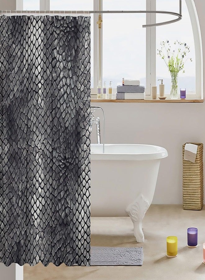 Feelyou Snake Print Shower Curtain 72"x84" Kids Snake Skin Texture Pattern Bathroom Shower Curtain Set for Boys Girls Luxurious Silver Bath Curtain Kids Bathroom Accessories （No Real Fur） - Image 3