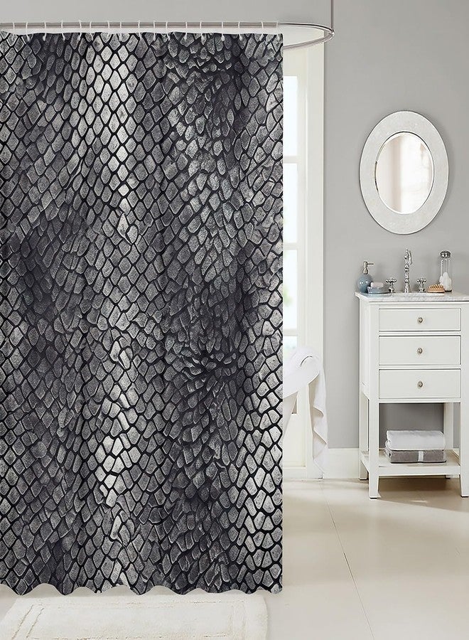 Feelyou Snake Print Shower Curtain 72"x84" Kids Snake Skin Texture Pattern Bathroom Shower Curtain Set for Boys Girls Luxurious Silver Bath Curtain Kids Bathroom Accessories （No Real Fur） - Image 2