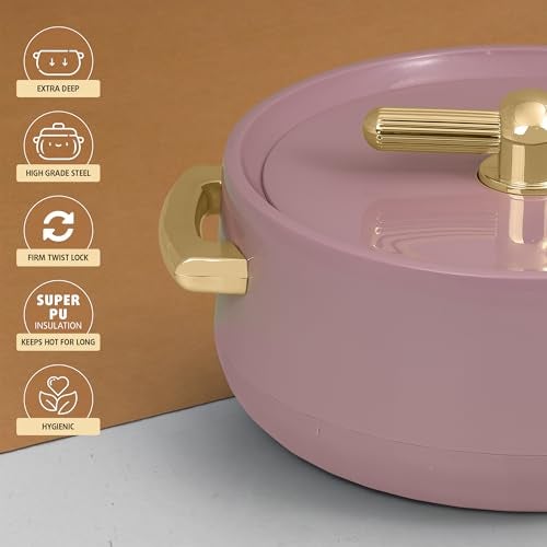 SELVEL Elegance Casserole | Advanced PU Insulation | Elegant Design Hot Pot | Hot Case Keeps Food Hot & Fresh for Hours | Serve Chapati, roti, Biryani and More (Royal Purple, 1200) - Image 4