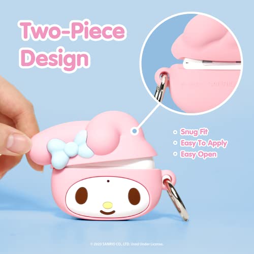iFace Hello Kitty and Friends Cute Case [ Compatible with AirPods Pro 2 ] - Kawaii Silicone Protective Cover [Carabiner Clip Included] [Wireless Charging Compatible] – My Melody - Image 5