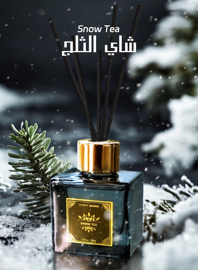 Litus Home Perfume Reed Diffuser,Snow Tea(Peaceful Winter Tea) Fragrance,5 Rattan Reeds,50ml - Image 1