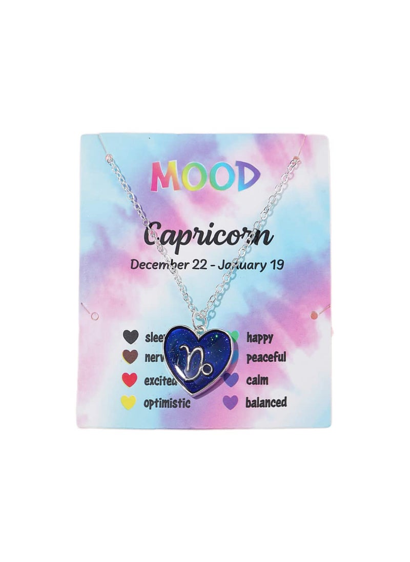 COLORFUL BLING Temperature Sensing Color Changing Pendant 12 Constellation Zodiac Necklace Astrology Horoscope with Message Card for Women Birthday Gifts-Capricorn  - Image 1