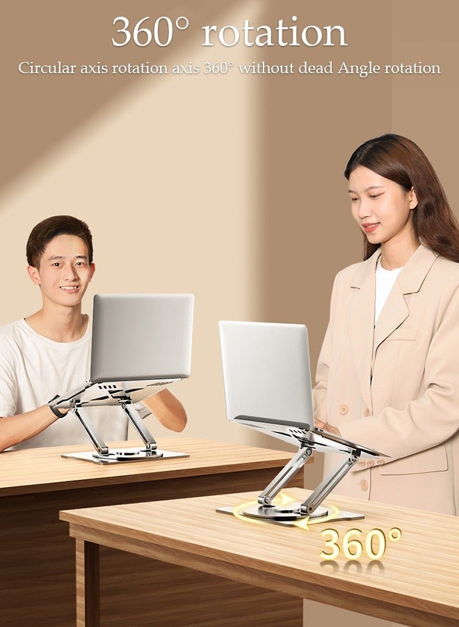 DUNISO Adjustable Computer Stand with 360 Rotating Base,Aluminum Computer Stand for Laptops,Ergonimic Foldable Laptop for Desk Compatible with All 10-17" Laptops - Image 5