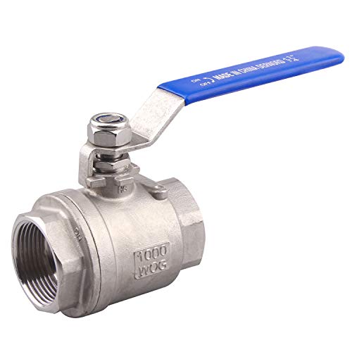 DERNORD Full Port Ball Valve Stainless Steel 304 Heavy Duty for Water, Oil, and Gas with Blue Locking Handles (1-1/4" NPT) - Image 1