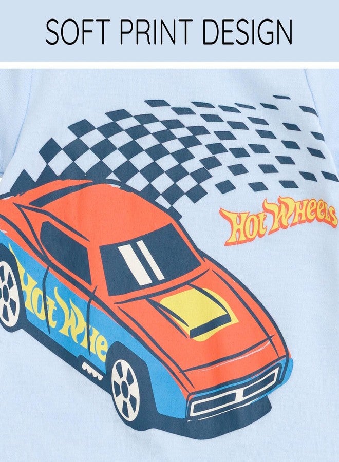 Hot Wheels Newborn Baby Boys Romper and Bucket Sun Hat Outfit Set Pastel Blue 3-6 Months - Image 5