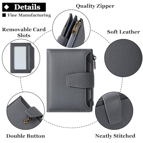 Airkit Small Wallet Women RFID Blocking Soft Leather Bifold Compact Card Holder Wallet for Women with Zipper Coin Pocket 4 ID Window - Image 5