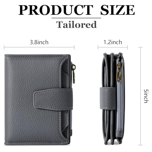 Airkit Small Wallet Women RFID Blocking Soft Leather Bifold Compact Card Holder Wallet for Women with Zipper Coin Pocket 4 ID Window - Image 3