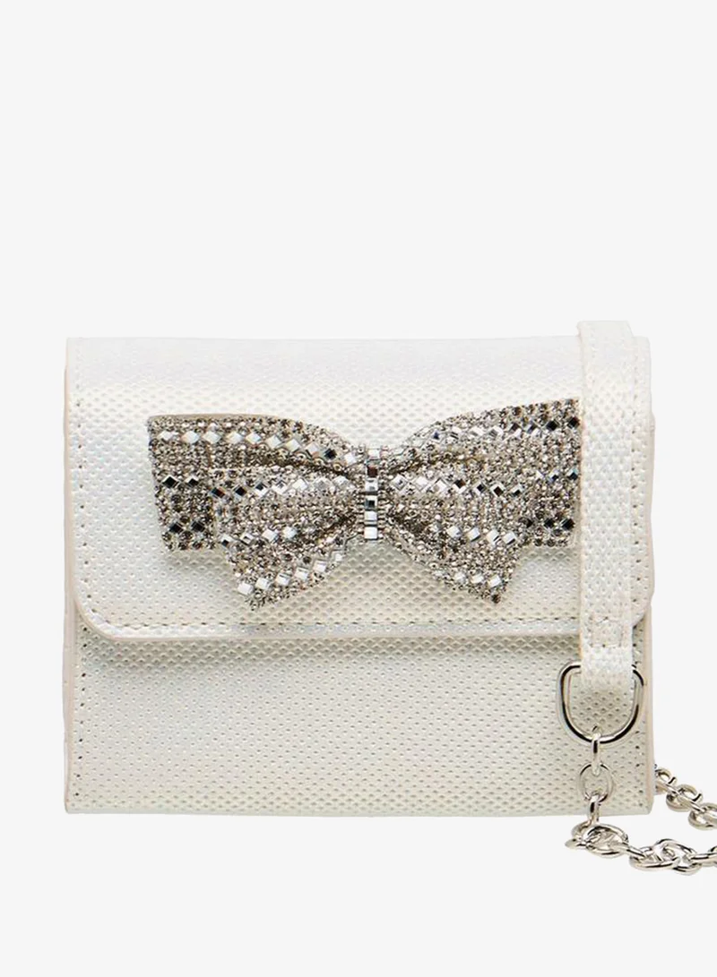 Flora Bella By Shoexpress Embellished Bow Crossbody Bag with Chain Strap