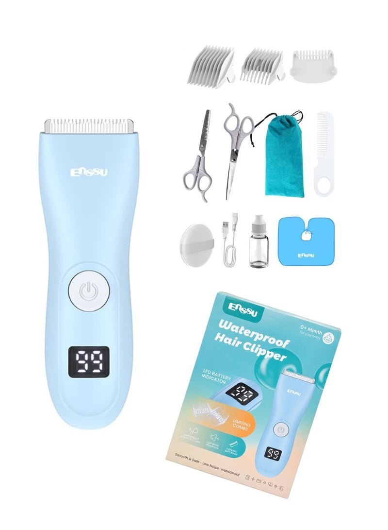 ENSSU Baby Hair Clippers, Professional Quiet Hair Trimmer for Kids and Toddler, Waterproof & Rechargeable Cordless Hair Cutting Machine for Children, with LCD Display - Image 1