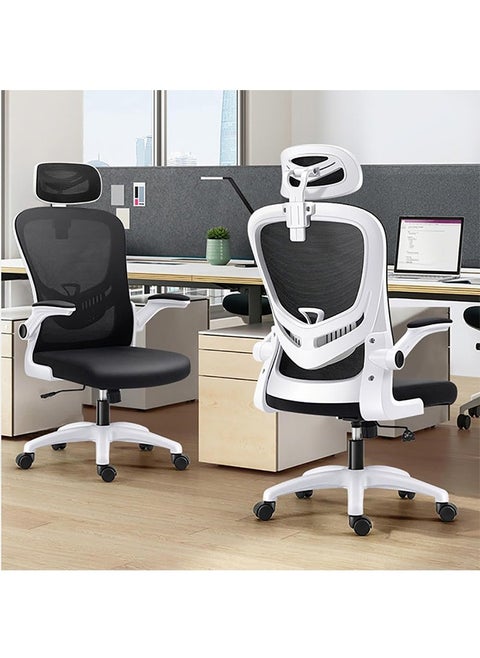 Ergonomic Office Chair with 3D Adjustable Armrests, Adjustable Lumbar Support High Back for Computer Chair, Big and Tall Mesh Office Chair, Home Office Desk Chairs white