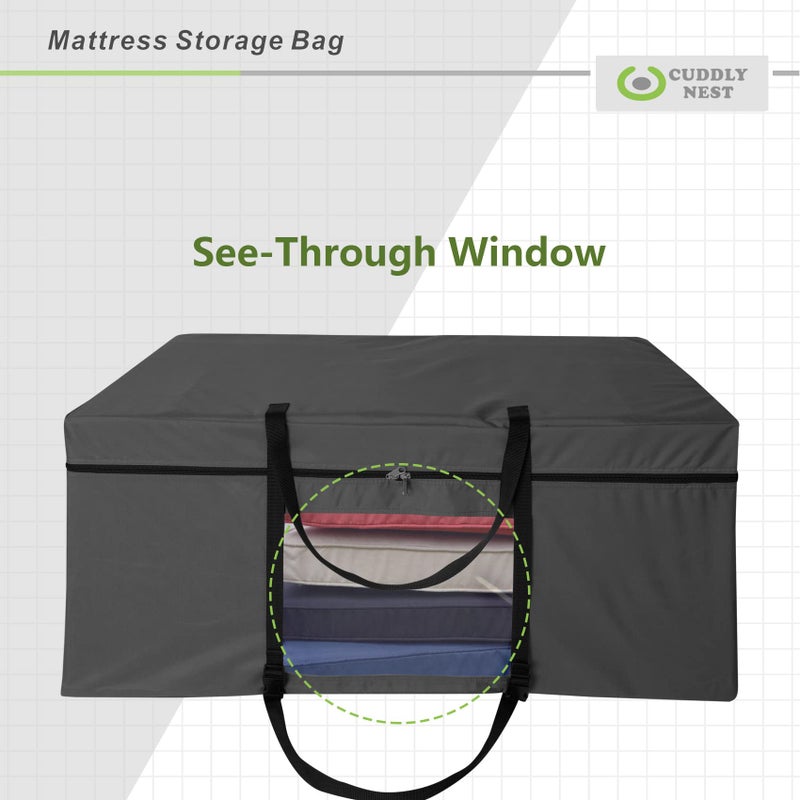 Cuddly Nest Folding Mattress Storage Bag - Heavy Duty Carry Case for Tri-Fold Guest Bed (Fits 6" Queen Mattress,Black) - Image 4