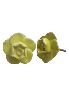 Indian-Shelf IndianShelf 2 Piece Yellow Knobs Ceramic Drawer Pulls Knobs Rose Handles for Door 508 cm Drawer Pulls 