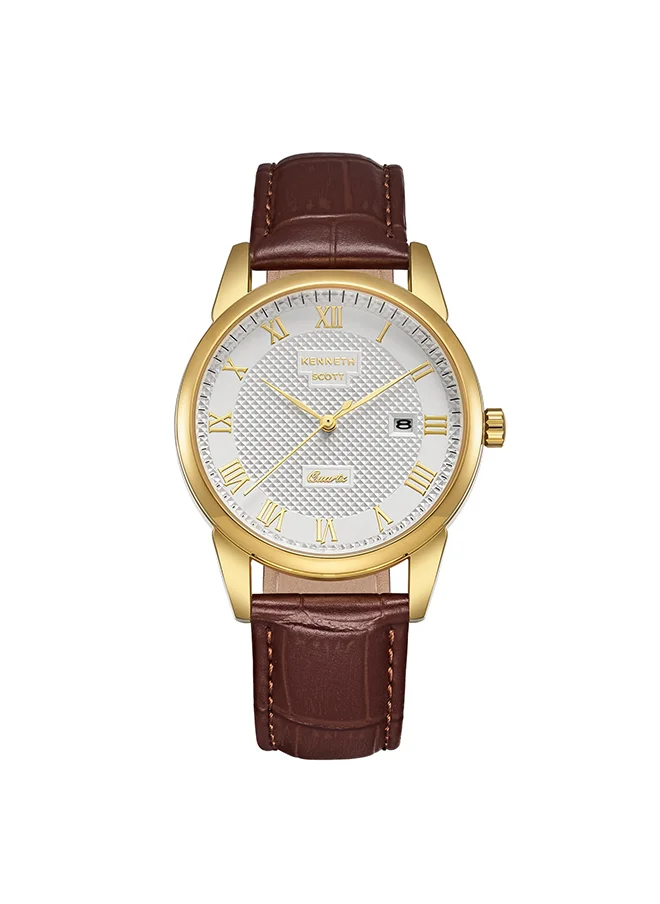 KENNETH SCOTT Kenneth Scott Men's Ivory Dial Analog Watch - K23030-GLDI