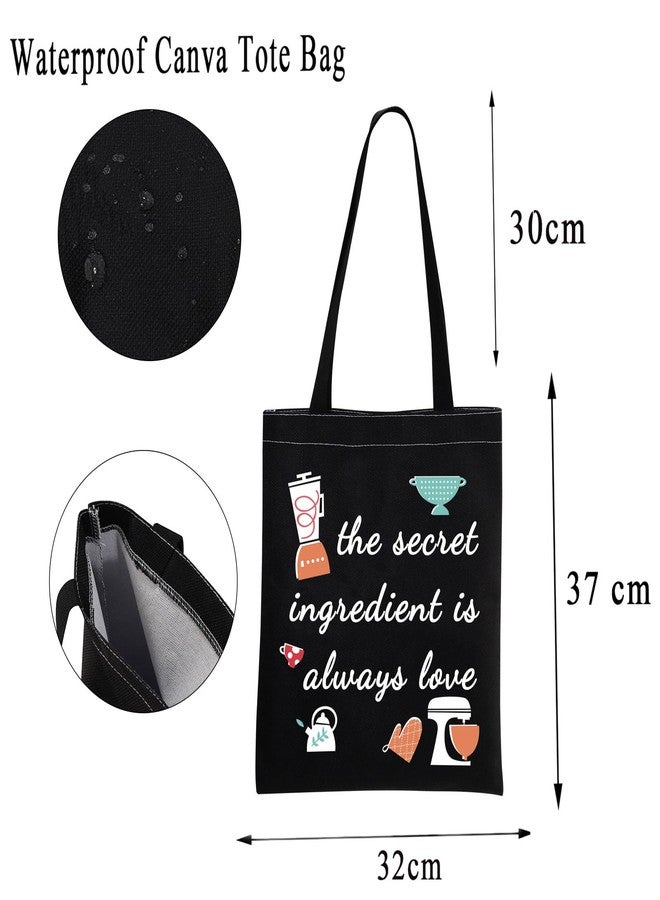 MBMSO the Secret Ingredient Is Always Love Baking Canvas Tote Bag Baker Gift Baking Lover Shopping Bag Baking Cooking Gift (Baking TB-black) - Image 3