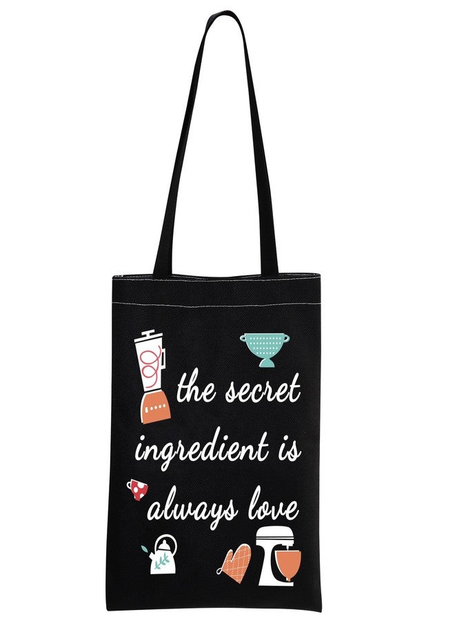MBMSO the Secret Ingredient Is Always Love Baking Canvas Tote Bag Baker Gift Baking Lover Shopping Bag Baking Cooking Gift (Baking TB-black) - Image 2