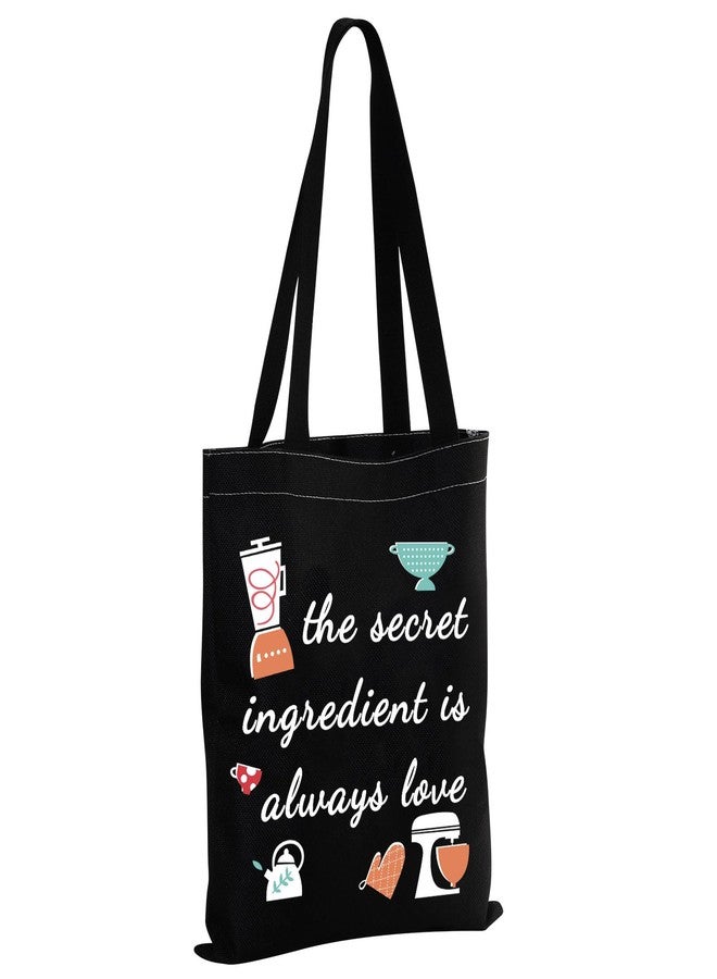 MBMSO the Secret Ingredient Is Always Love Baking Canvas Tote Bag Baker Gift Baking Lover Shopping Bag Baking Cooking Gift (Baking TB-black) - Image 1
