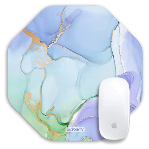 ARTBRIZ Brizberry Mouse Pad, Large Printed Waterproof Anti Skid Rubber Base for Desktop Laptop PC Office Gaming 240 X 240 X 3 mm [20% Larger] (Marble Texture 1 Octagon, Pack of 1) - Image 1