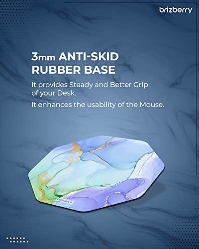 ARTBRIZ Brizberry Mouse Pad, Large Printed Waterproof Anti Skid Rubber Base for Desktop Laptop PC Office Gaming 240 X 240 X 3 mm [20% Larger] (Marble Texture 1 Octagon, Pack of 1) - Image 4
