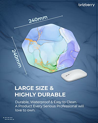 ARTBRIZ Brizberry Mouse Pad, Large Printed Waterproof Anti Skid Rubber Base for Desktop Laptop PC Office Gaming 240 X 240 X 3 mm [20% Larger] (Marble Texture 1 Octagon, Pack of 1) - Image 5
