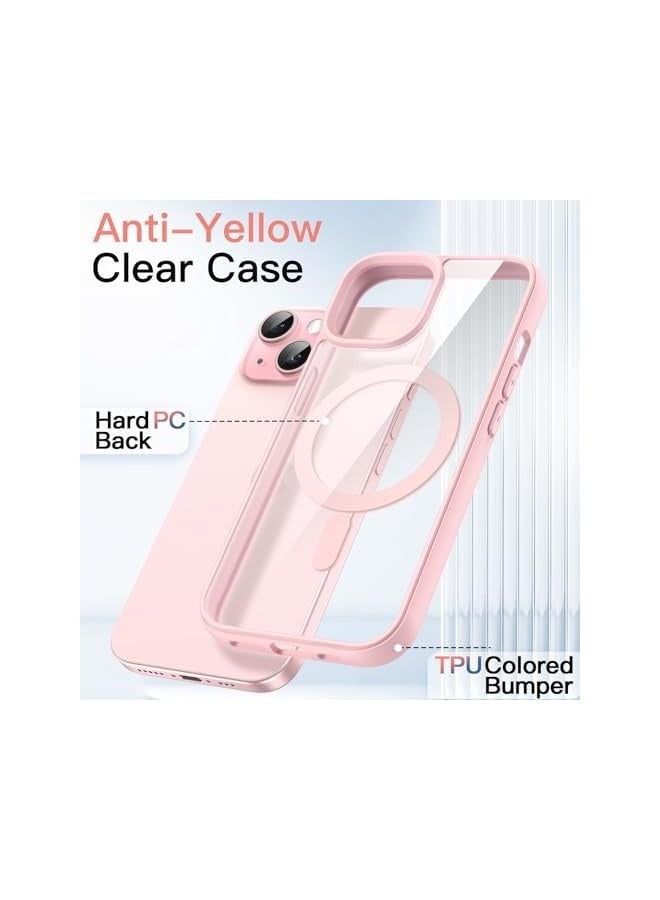Jetech Magnetic Case for iPhone 15 6.1-Inch Compatible with MagSafe, Shockproof Phone Bumper Cover, Solid Color Matte TPU Frame, Anti-Scratch Clear Back (Pink) - Image 3